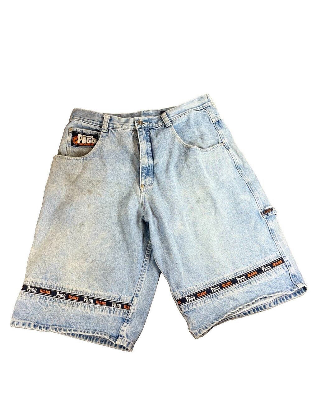 Vintage 90s Paco Jeans Jorts Mens 36 Light Wash Carpenter Skater Hip Hop Y2K